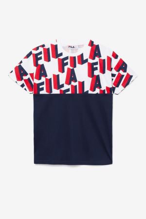 FILA Haze Tee Shirts Navy / White / Red,Mens Clothing | CA.WQYLDX148